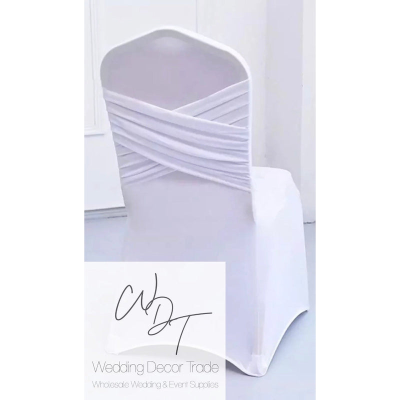 Cross Back Spandex Chair Cover - White