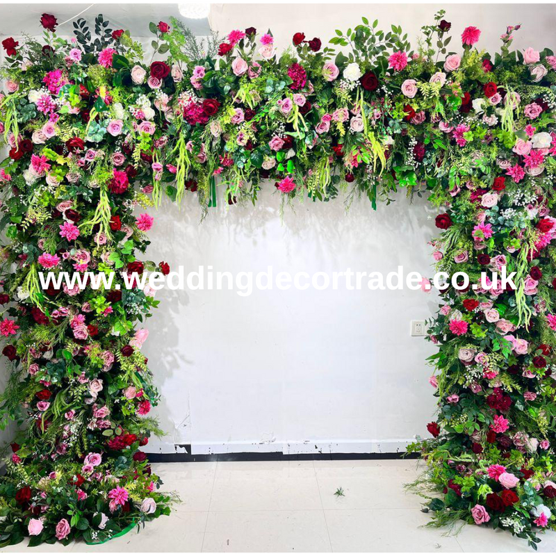 Cloth Back Square Arch Florals - Foliage Pinks & Red