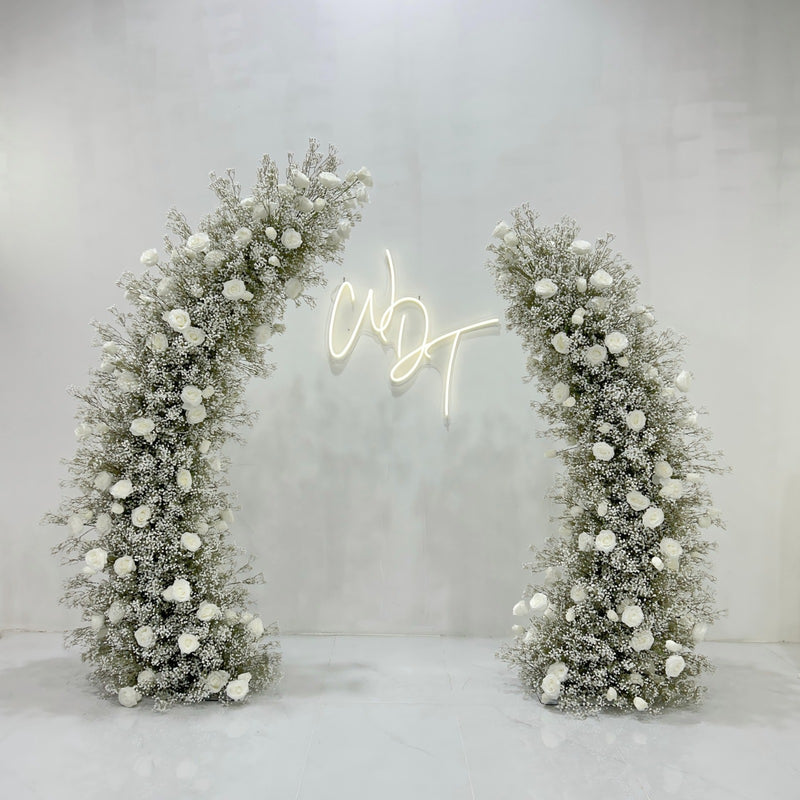 Gypsophila & Rose Pillar Pair