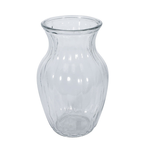 Clear Glass Ribbed Sweetheart Vase 19cm