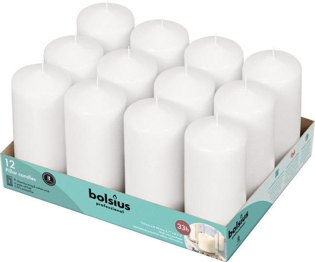 Bolsius Professional Pillar Candle - White - 168/68mm - Tray of 12