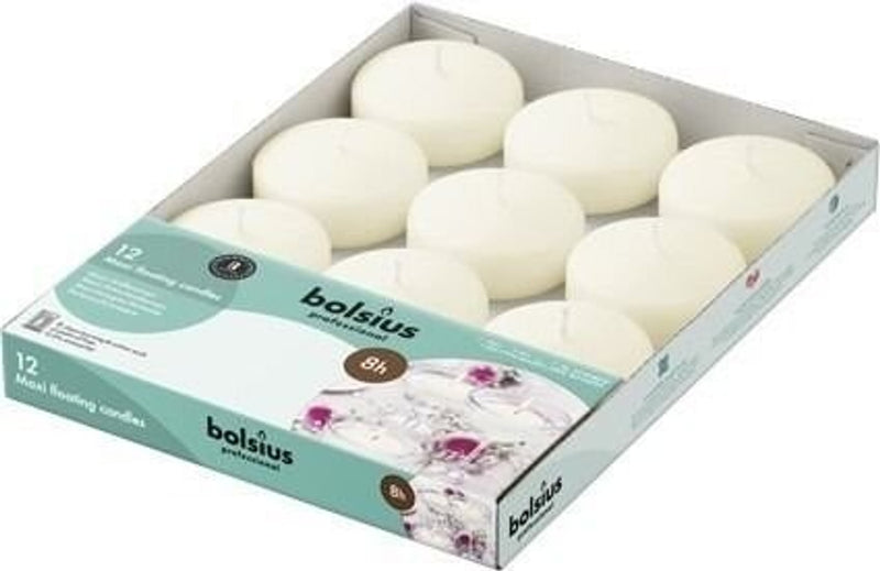 Bolsius Floating Candles - Large - Pack of 12 Ivory
