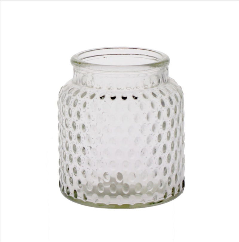 Clear Glass bubble textured jar 11 x 10 cm