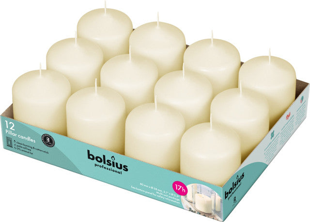 Bolsius Professional Pillar Candle - Ivory - 78/58mm - Tray of 12