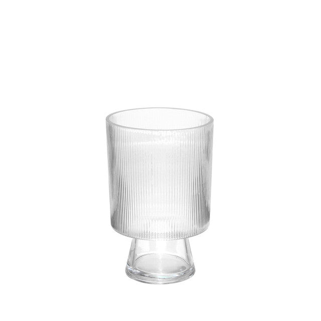 Clear Glass Ribbed Pedestal Vase 21 x 13.5 cm