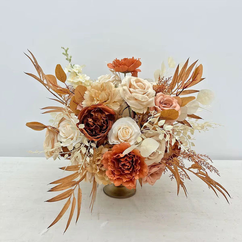 Golden Autumn Low Floral Silk Centrepiece