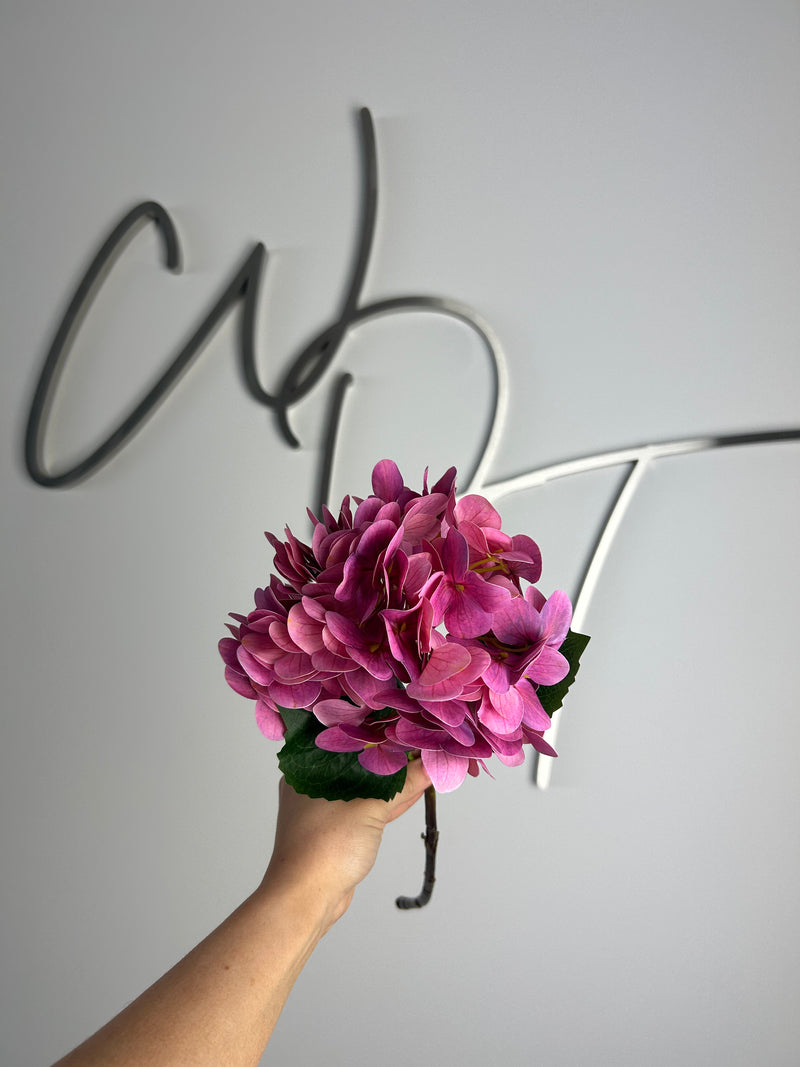 Real Touch Single Stem Hydrangea - Deep Pink
