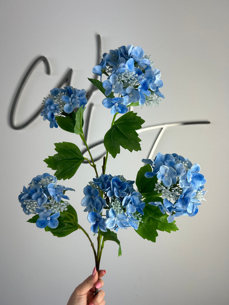 Real Touch Snowball Viburnum Spray 5 Heads - Blue