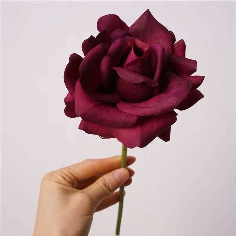 Single Stem Real Touch Rose - Burgundy