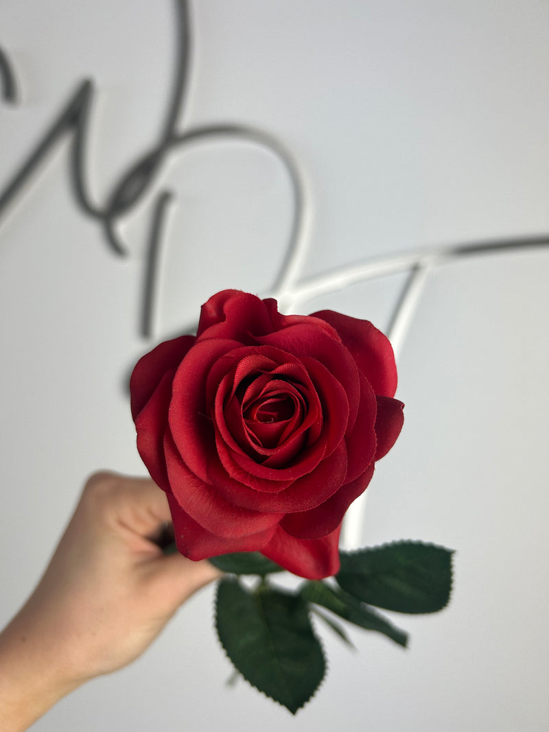 Single Stem Real Touch Rose - Red - 7.5cm