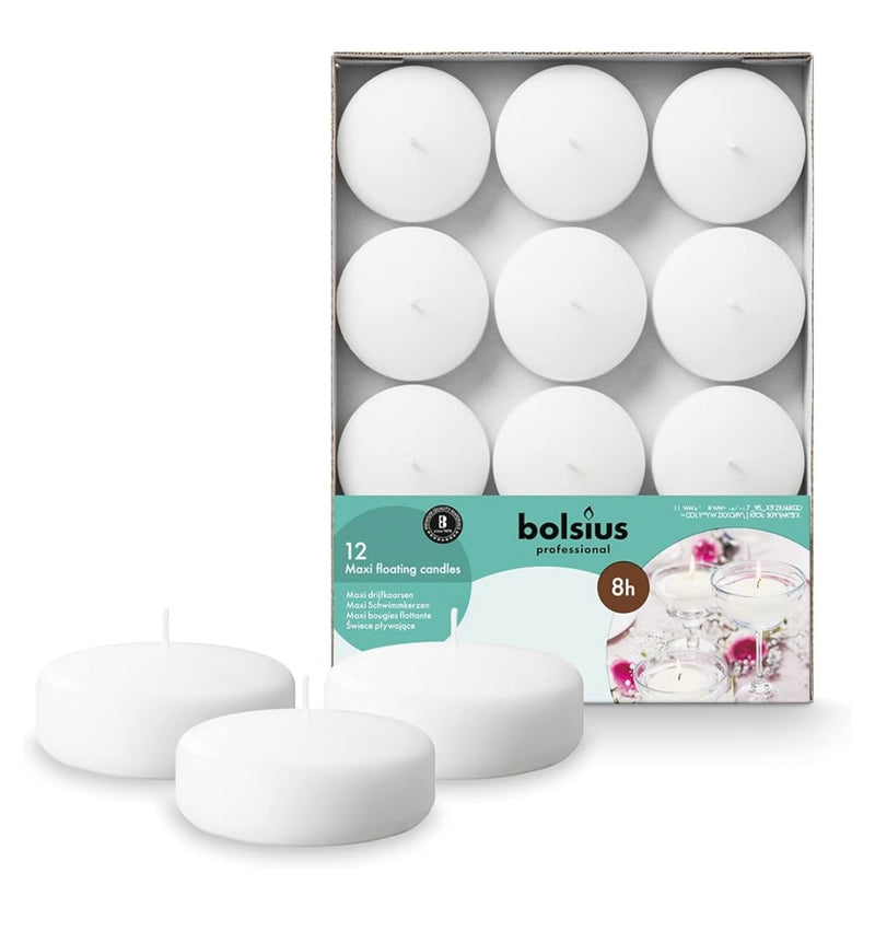 Bolsius Floating Candles - Large - Pack of 12 White
