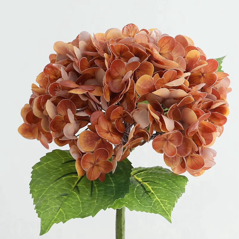 Single Stem Real Touch hydrangea - Burnt Orange