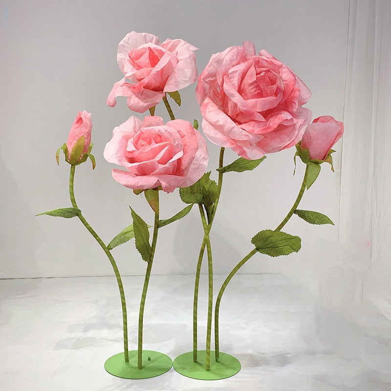 Oversized Rose Prop Set of 5 - Pink