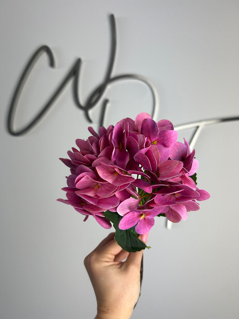 Real Touch Single Stem Hydrangea - Deep Pink