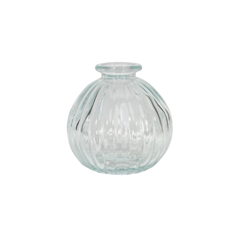 Clear Glass Flower Ribbed Bud Vase - 8 cm