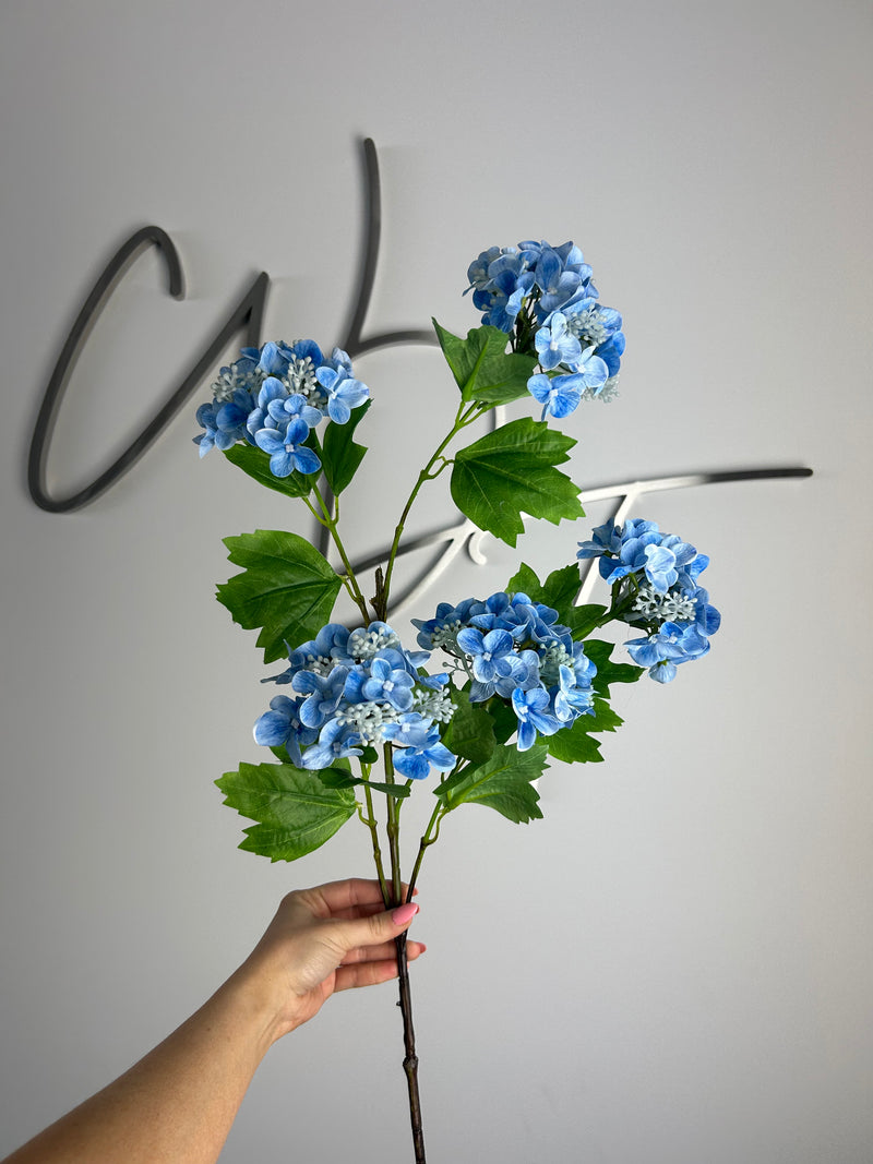 Real Touch Snowball Viburnum Spray 5 Heads - Blue