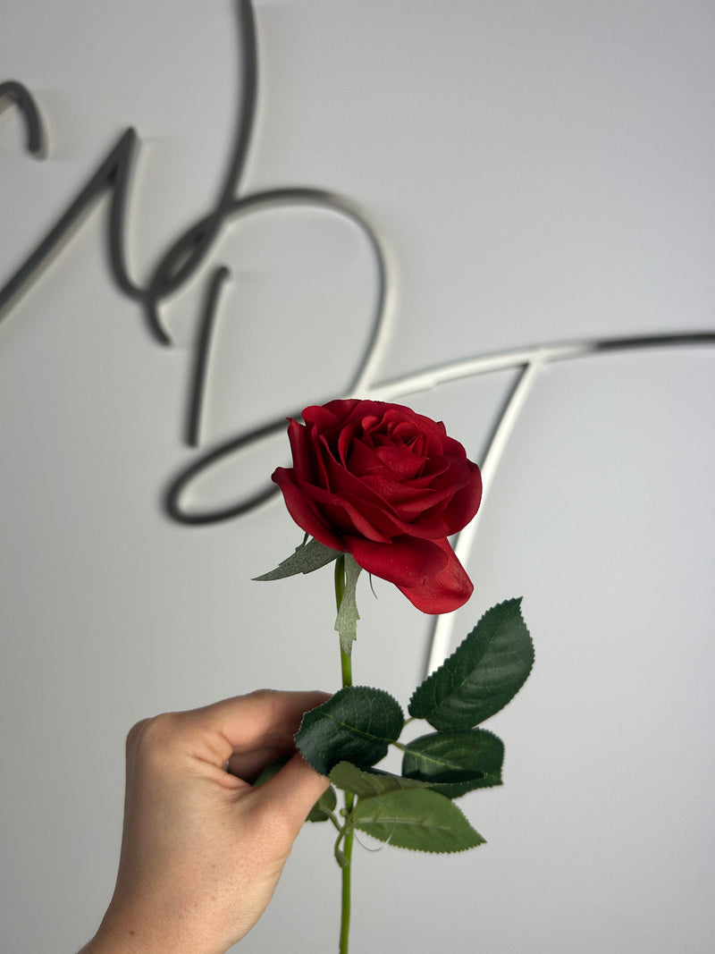 Single Stem Real Touch Rose - Red - 7.5cm