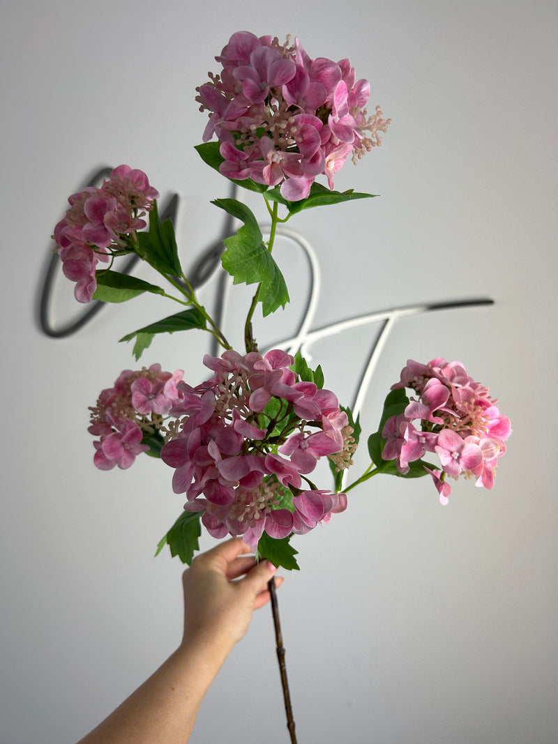 Real Touch Snowball Viburnum Spray 5 Heads - Pink