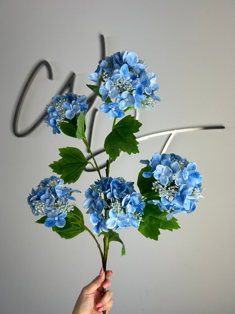 Real Touch Snowball Viburnum Spray 5 Heads - Blue