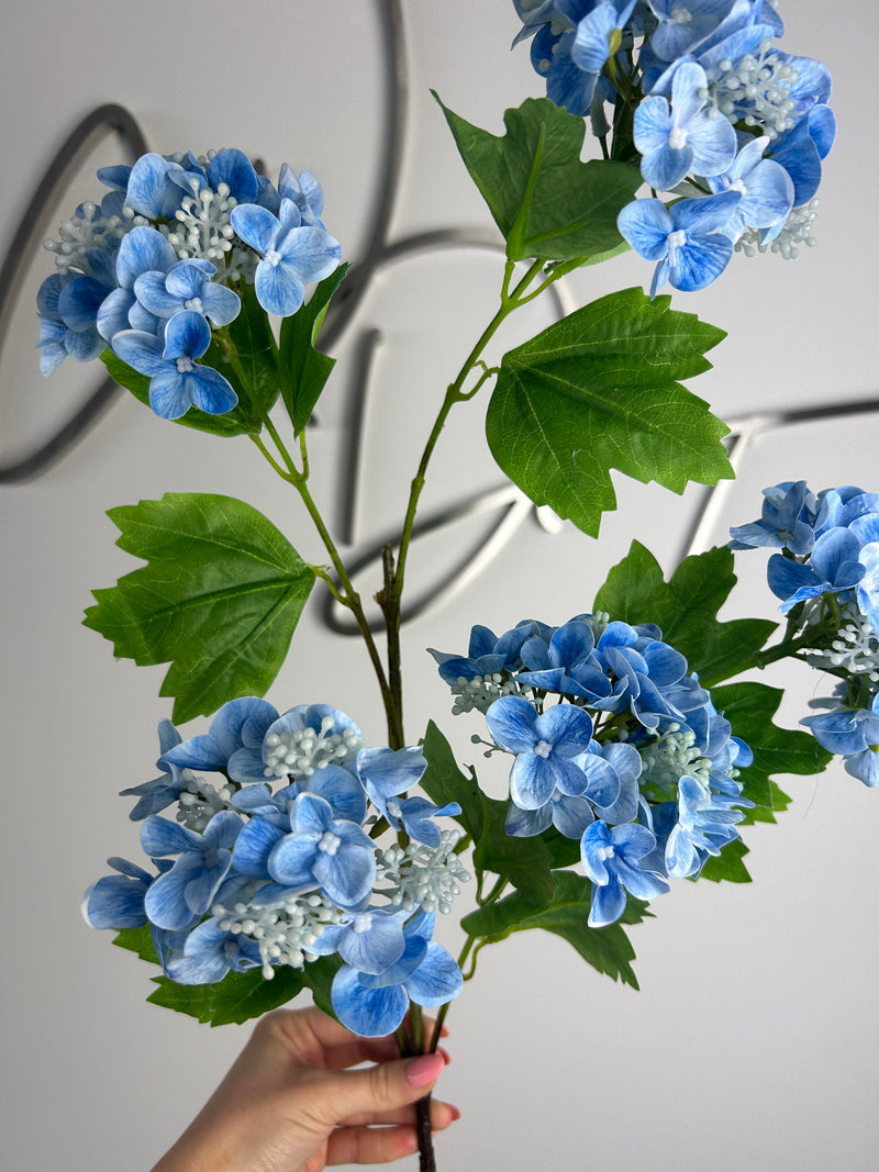 Real Touch Snowball Viburnum Spray 5 Heads - Blue