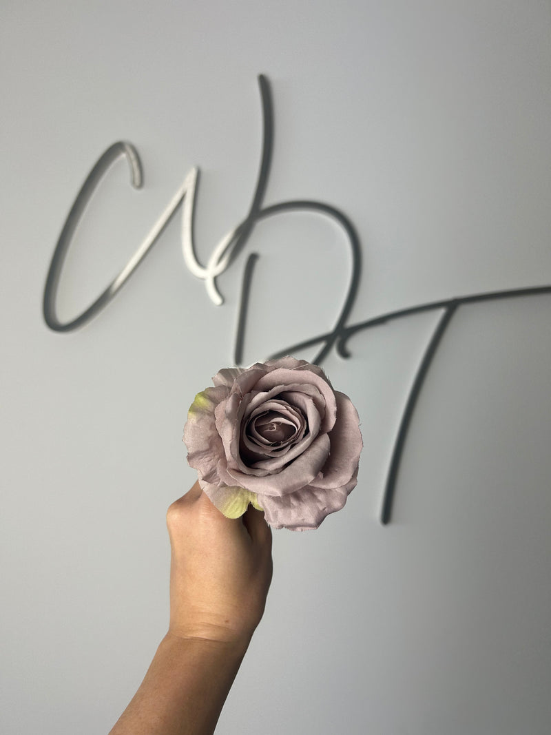 Single Stem Open Rose Wire Pick - Nude Pink
