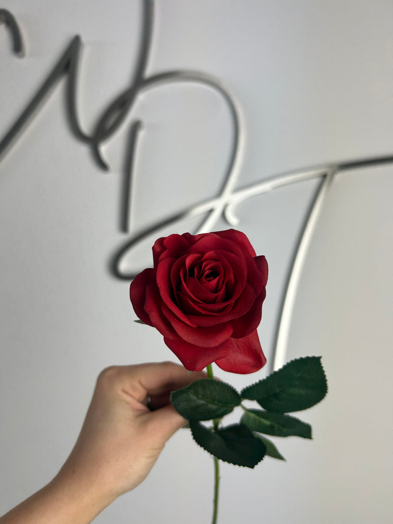 Single Stem Real Touch Rose - Red - 7.5cm