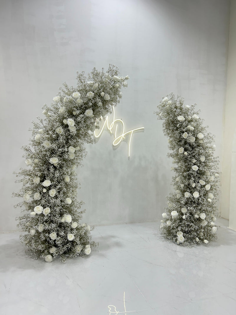 Gypsophila & Rose Pillar Pair