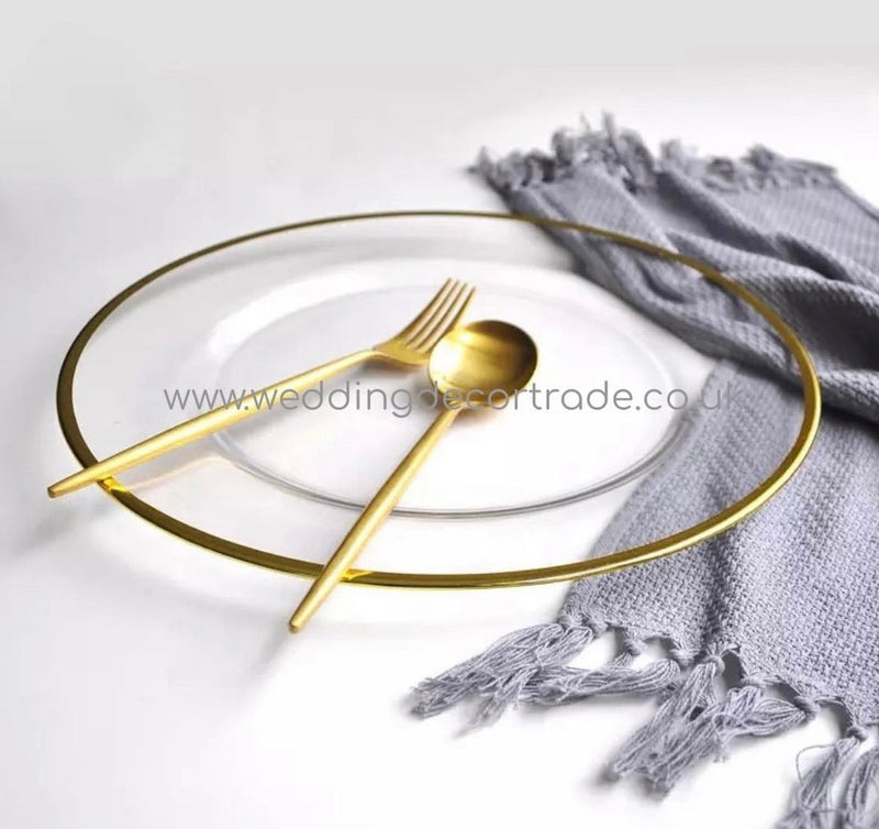 Gold Rim Glass Charger Plate