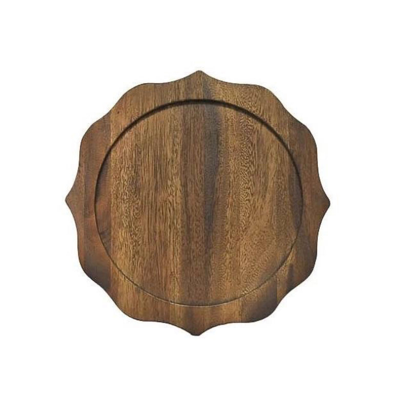 Dark Brown Wooden Rustic Charger Plate