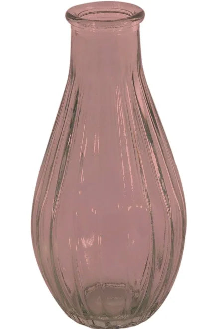 Vintage Pink Ribbed Bud Vase