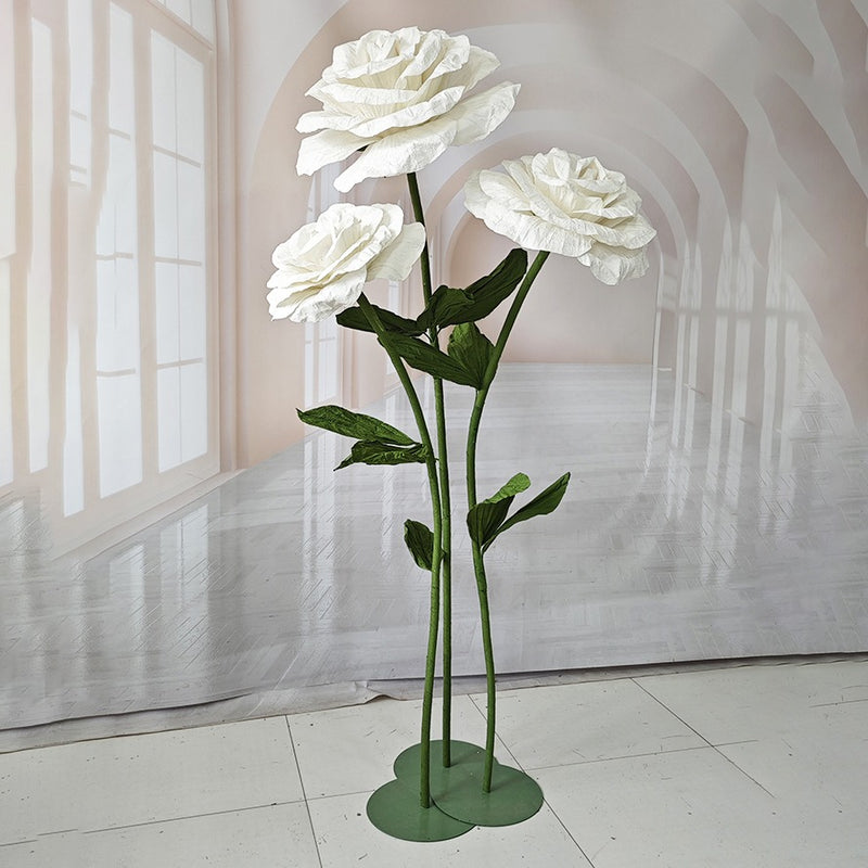 Oversized Rose Prop Set of 3 - White