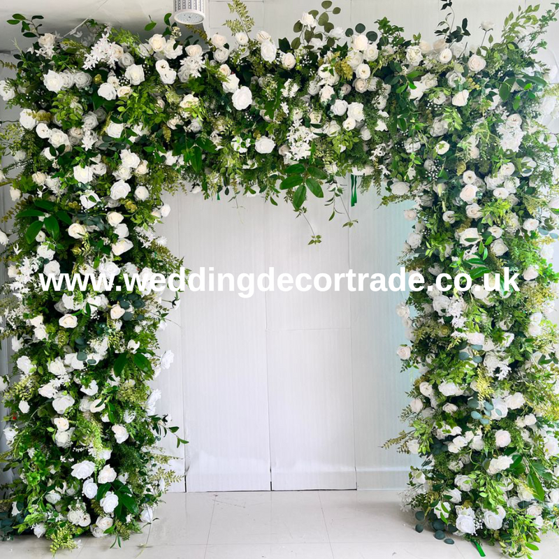 Cloth Back Square Arch Florals - White & Green