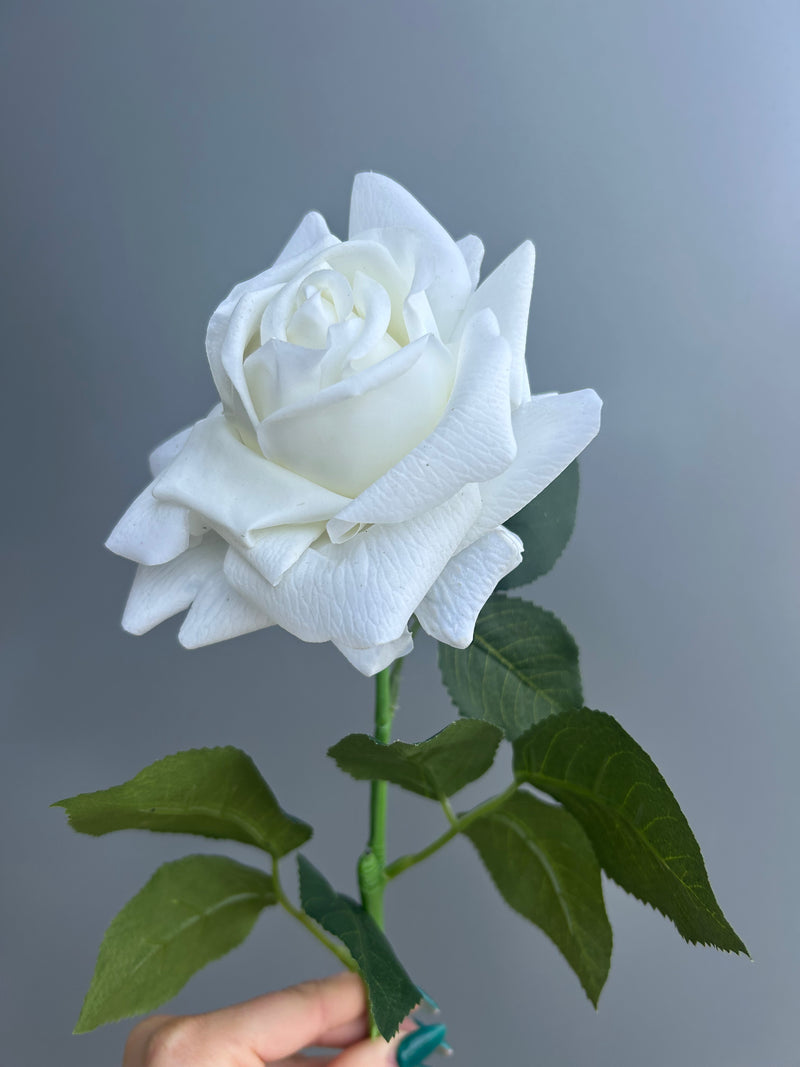 Single Stem Real Touch Hybrid Rose - Ivory
