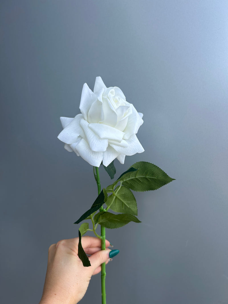 Single Stem Real Touch Hybrid Rose - Ivory