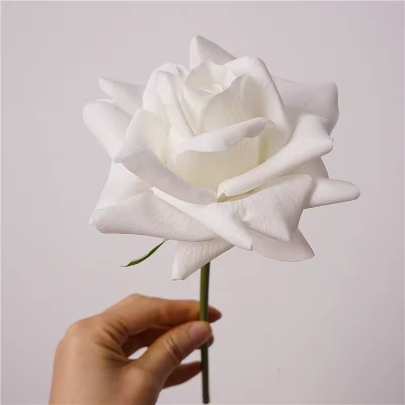 Single Stem Real Touch Rose - Pure White