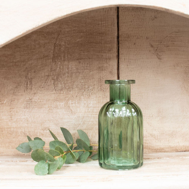 Green Glass Flora Bottle Vase 10.5 cm