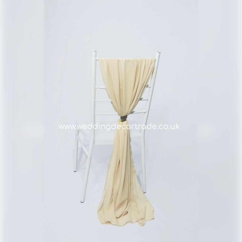 Chiffon Vertical Drop Sash - Champagne / Nude