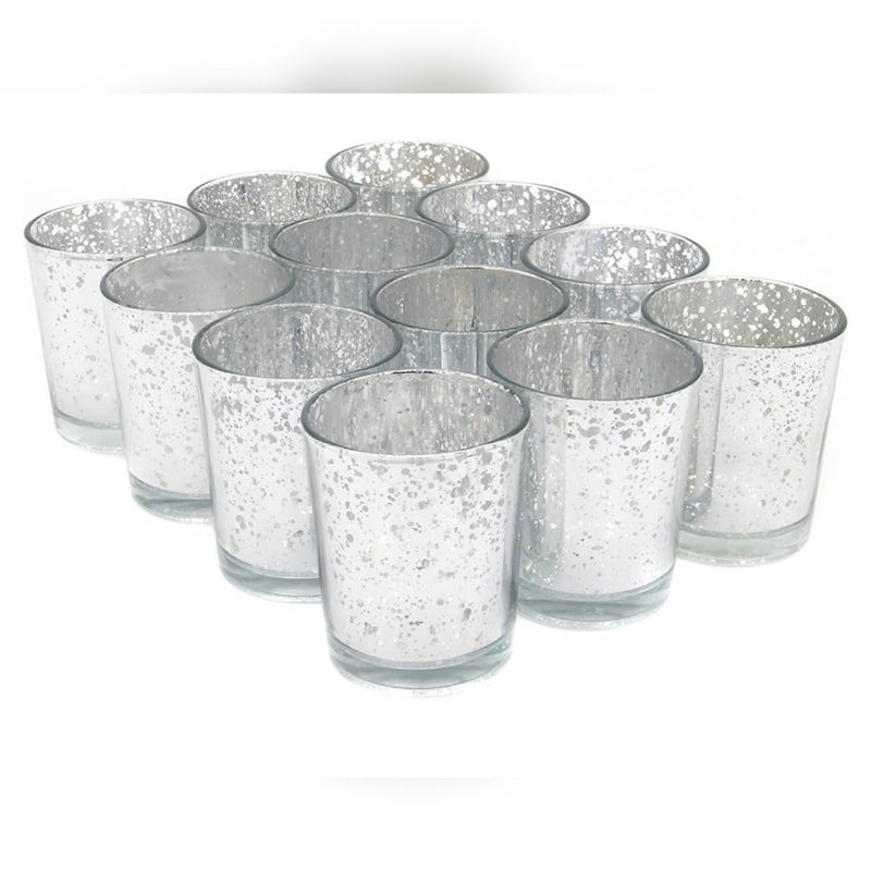 Silver Mottled Tea Light Holders