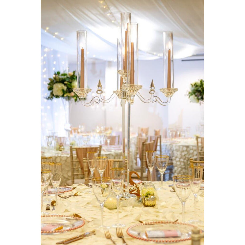 Clear Glass Candleabra - 5 Arms