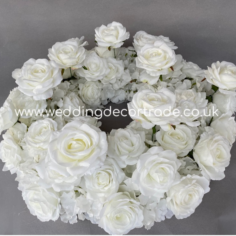 White Hydrangea & Rose Silk Floral Ring - M24