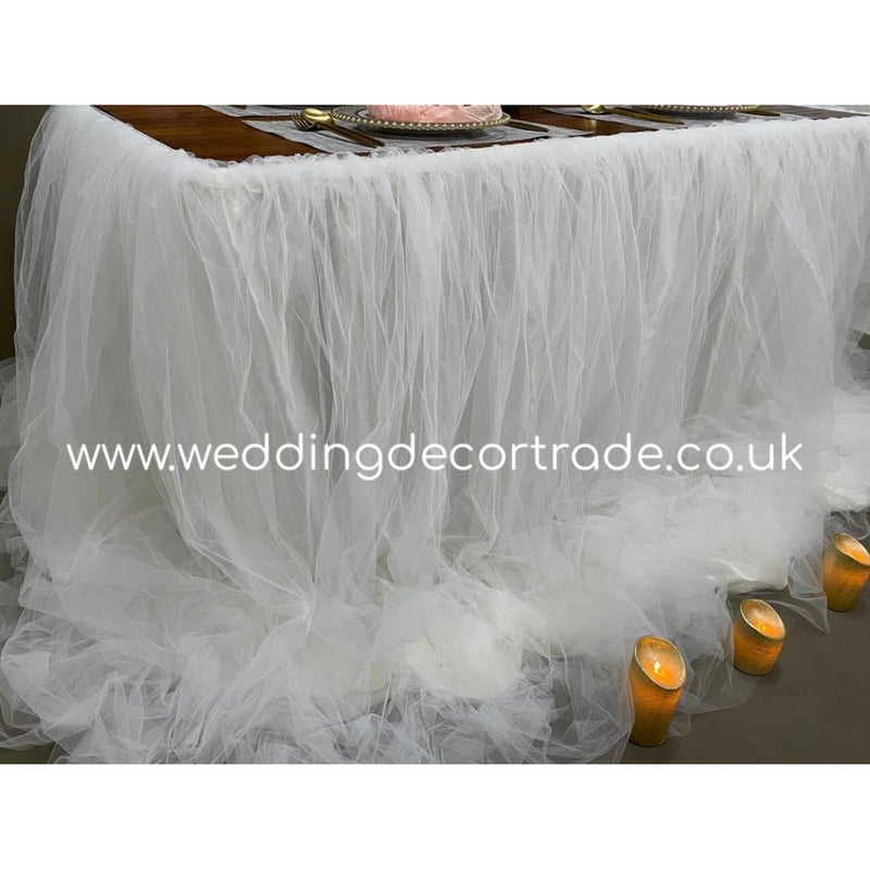 Luxury Tulle Table Skirt - Ivory