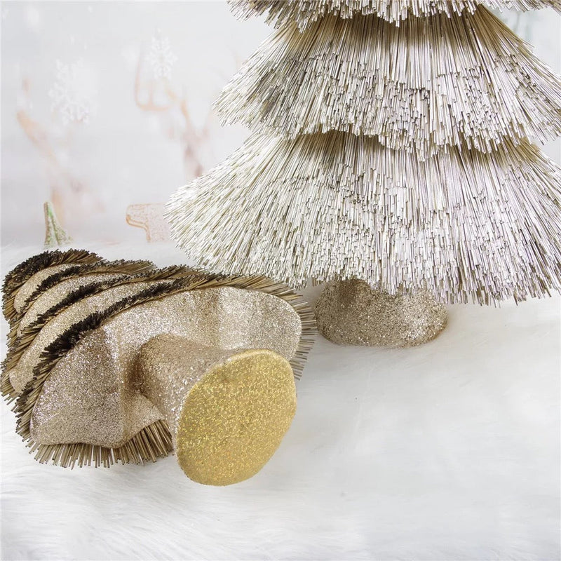 Set of 3 Champagne Gold Christmas Tree Ornaments