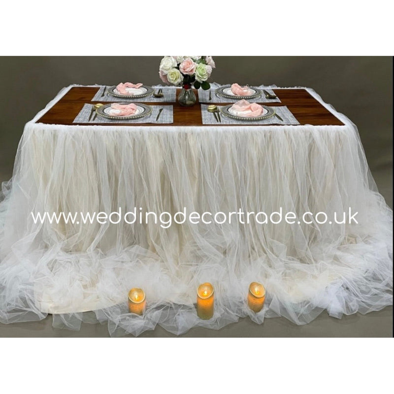 Luxury Tulle Table Skirt - Nude / Champagne