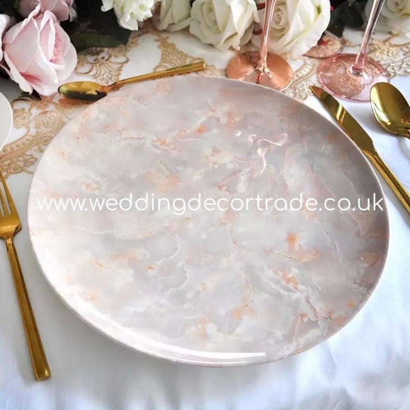 Pink Marble Effect Charger Plate