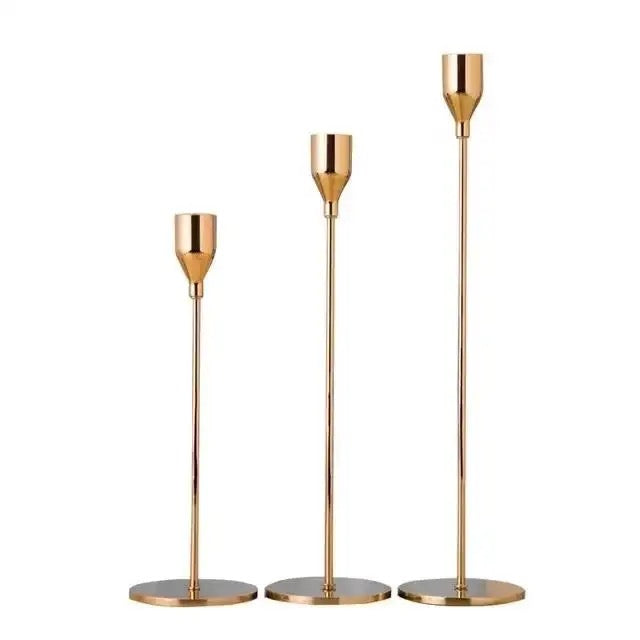 3 Piece Gold Candle Holder Set