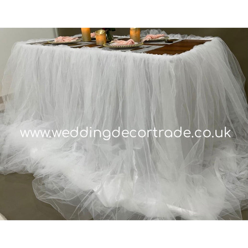 Luxury Tulle Table Skirt - White