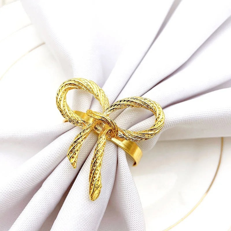 Gold Bow Napkin Rings - x6