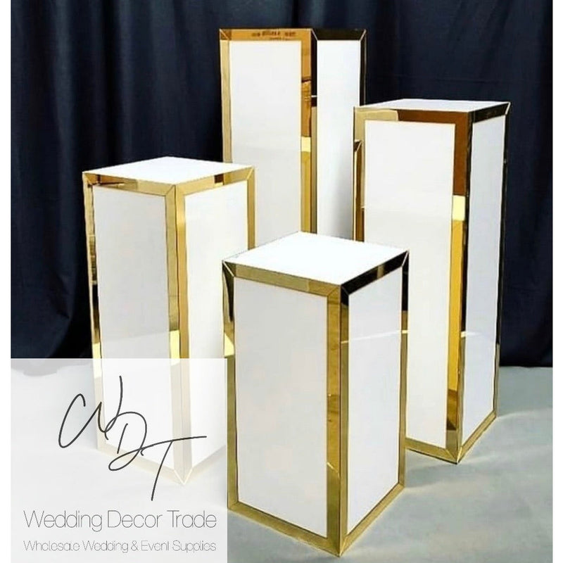 White & Gold Rectangular Pedestal Set