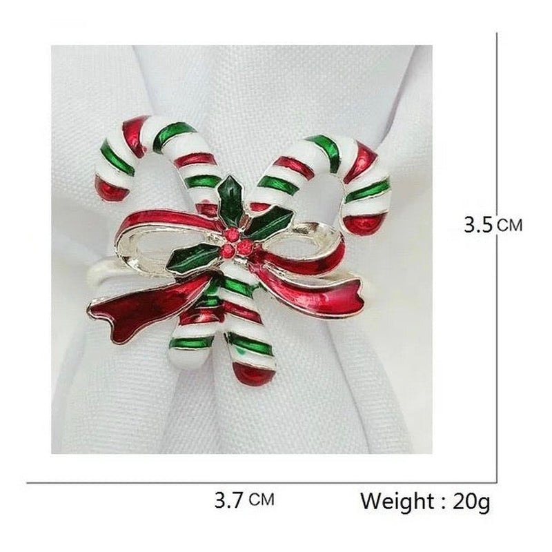 Candy Cane Napkin Rings x6 - Silver