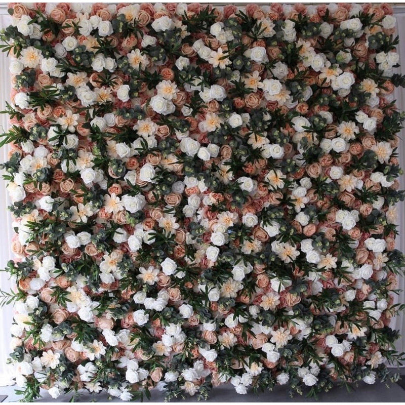 Dusky Pink & Peach Cloth Back Flower Wall - 2.4m
